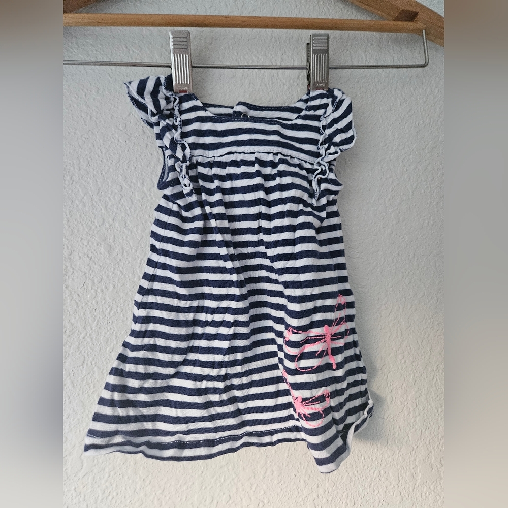 carters blue and white striped top, 0 - 3 months